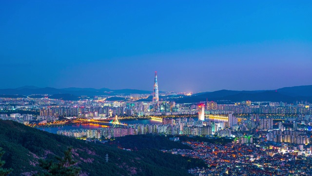 时间流逝从白天到夜晚韩国首尔的风景视频素材