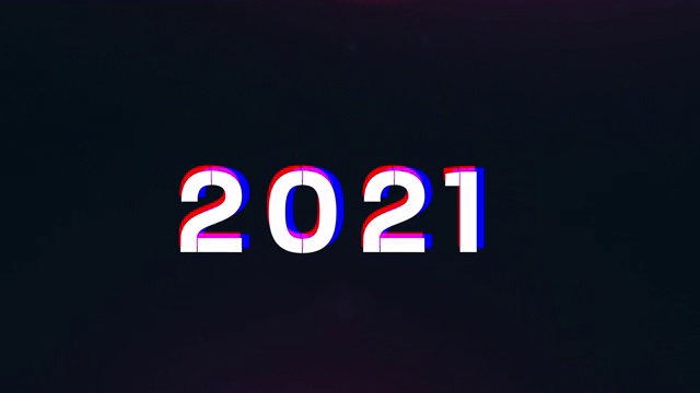 2020 - 2021年改变新年2021小故障效应标志背景新年决议概念视频素材