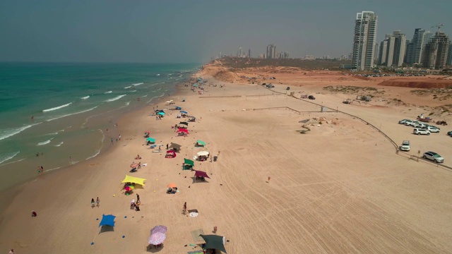 以色列地中海海岸的鸟瞰图视频素材