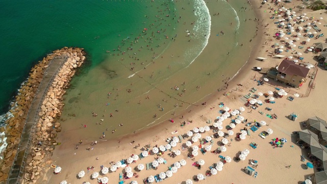 以色列地中海海岸的鸟瞰图视频素材