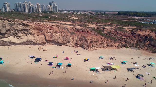 以色列地中海海岸的鸟瞰图视频素材