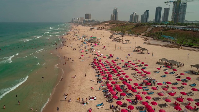 以色列地中海海岸的鸟瞰图视频素材