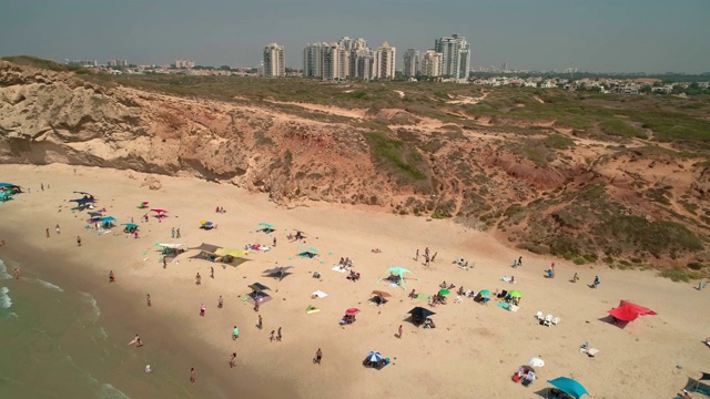 以色列地中海海岸的鸟瞰图视频素材