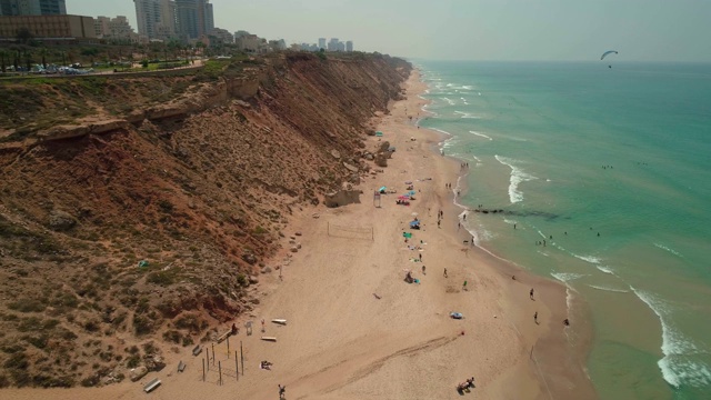 以色列地中海海岸的鸟瞰图视频素材