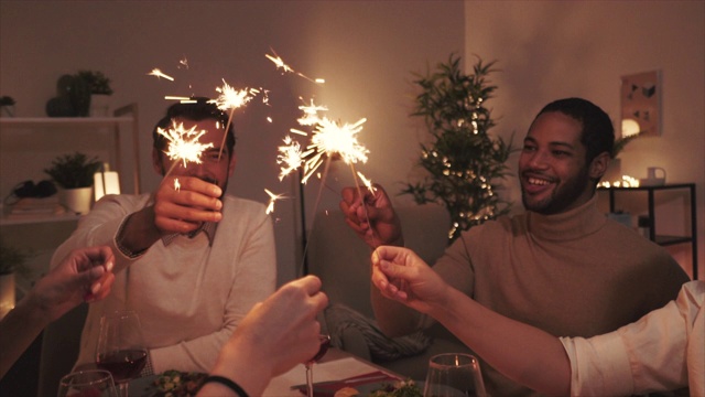 一起庆祝冬天。视频素材