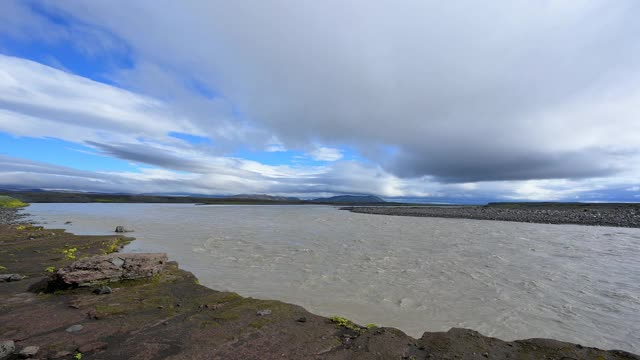 风景中的河流，Jökulsa a Fjöllum, Nordurland Eystra，北部地区，冰岛视频素材