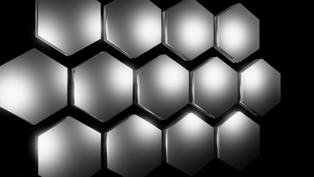 抽象金属六边形蜂窝背景三维渲染视频素材