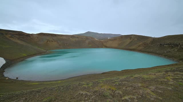 火山口湖，火山口Viti，克拉夫拉火山，Myvatn地区，Nordurland Vestra，北部地区，冰岛视频素材