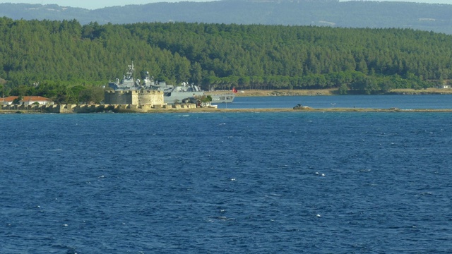 达达尼尔海峡的土耳其海军基地视频素材