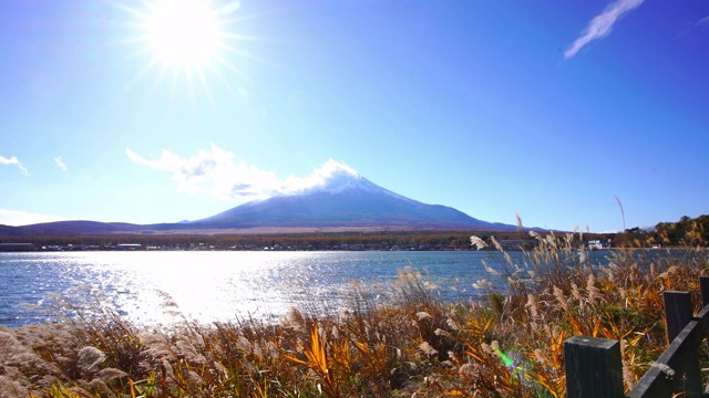 从日本静冈县的田uki湖看富士山视频素材