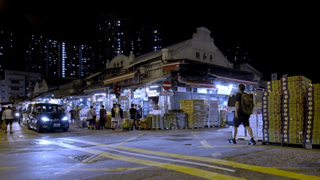 油麻地水果批发市场时间流逝视频素材