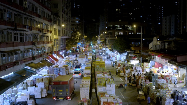 油麻地水果批发市场时间流逝视频素材