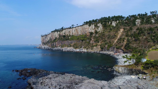 韩国济州岛，白杉亭悬崖和大海视频素材