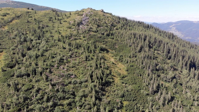 空中全景的绿色山脉和丘陵在喀尔巴阡山谷视频素材