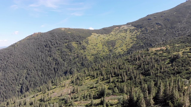 空中全景的绿色山脉和丘陵在喀尔巴阡山谷视频素材