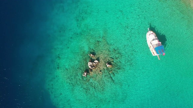 直接俯瞰充满活力的海洋和地中海海岸，土耳其视频素材