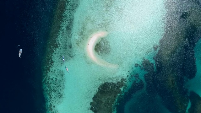 蝠鲼。蓝色泻湖弗洛雷斯热带天堂。纳闽岛浅滩。无人机空中视频素材