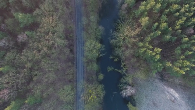 河流在森林-鸟瞰图视频素材