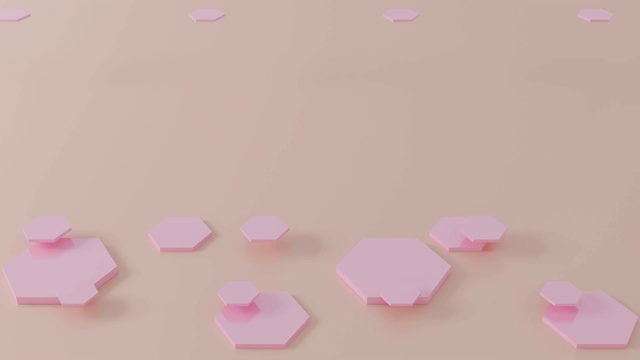 抽象粉色六边形蜂窝背景三维渲染视频素材