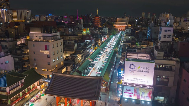 日本东京浅草寺和仲见世购物街的4k延时拍摄视频素材