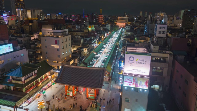 日本东京浅草寺和仲见世购物街的4k延时拍摄视频素材