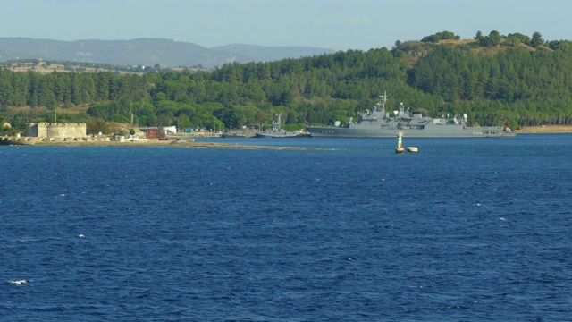 达达尼尔海峡的旧堡垒和海军基地视频素材