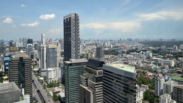 时间流逝鸟瞰图曼谷市区天际线泰国。视频素材