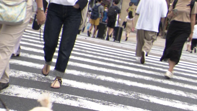 低角度，行人过马路，东京，日本视频素材