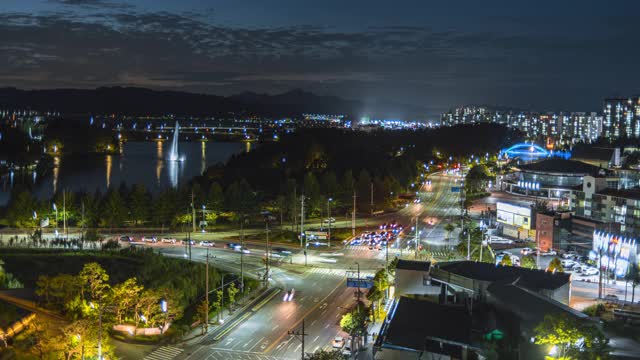 夜景/ Chungju-si, Chungcheongbuk-do，韩国视频素材