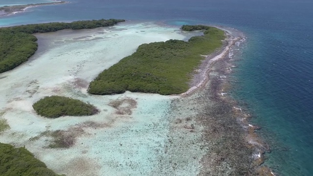 景观蓝色泻湖海和热带岛屿上的红树林视频素材