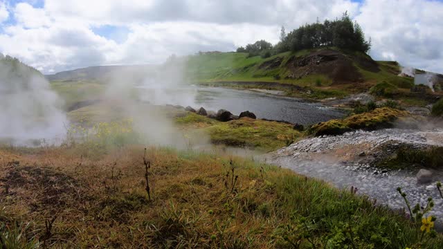 中等，冰岛Flúðir的地热活动视频素材