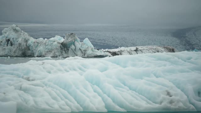 航拍，淘洗，冰岛Jökulsárlón冰川景观视频素材