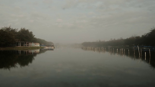 清晨，日惹库隆普罗戈格拉加海滩的河上视频素材