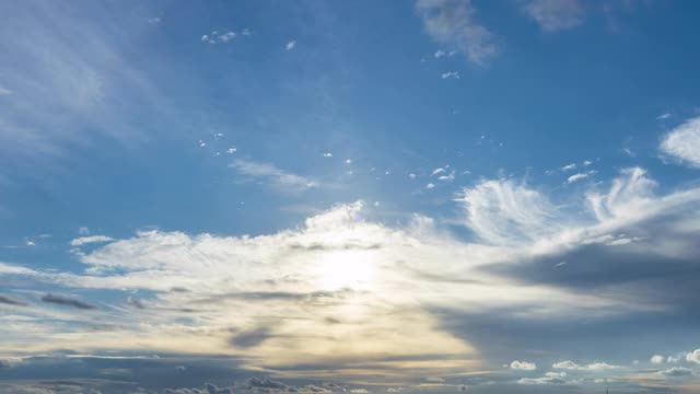 日落时的天空、太阳和云彩。自然背景视频素材