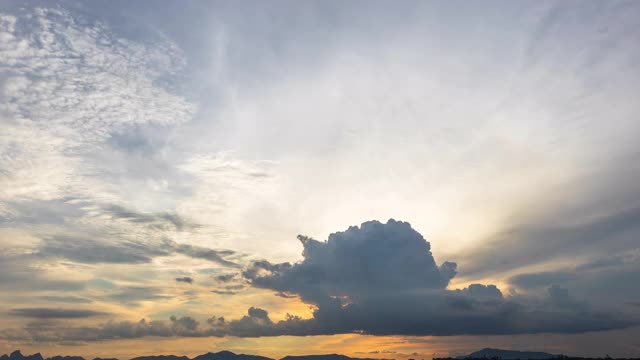 日落时的天空、太阳和云彩。自然背景视频素材