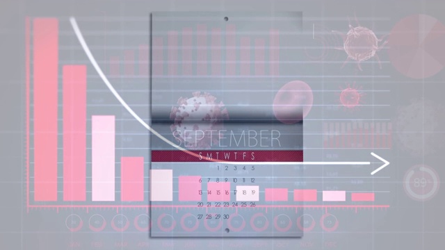 冠状病毒数字界面，以应对月份的变化视频素材