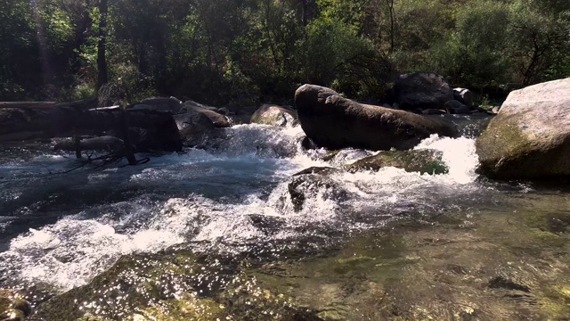 小溪在岩石中流淌视频素材