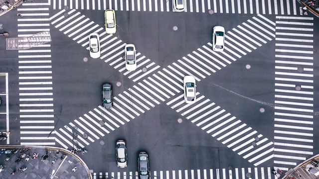 T/L无人机视角的城市街道十字路口视频素材