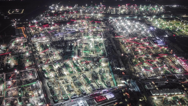 建筑工地夜间全景鸟瞰图视频素材