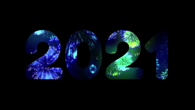 烟花是可见的碑文2021，明亮时尚的节日新年背景视频素材