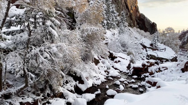 科罗拉多州博尔德市附近新下的雪覆盖了大地视频素材