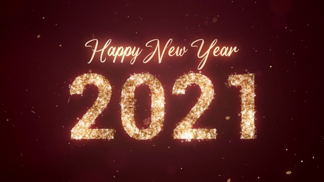 2021新年快乐。红色背景上闪烁着金色。Loopable视频素材