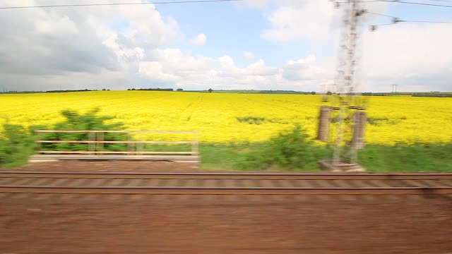 路过的风景，火车窗口的景色视频素材