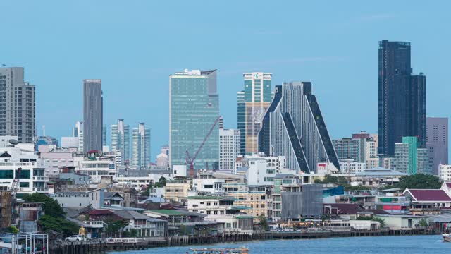 4K TL白天到夜晚:城市景观和建设曼谷城市在暮色。视频素材