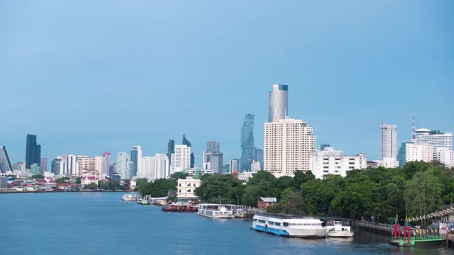 4K TL白天到夜晚:城市景观和建设曼谷城市在暮色。视频素材