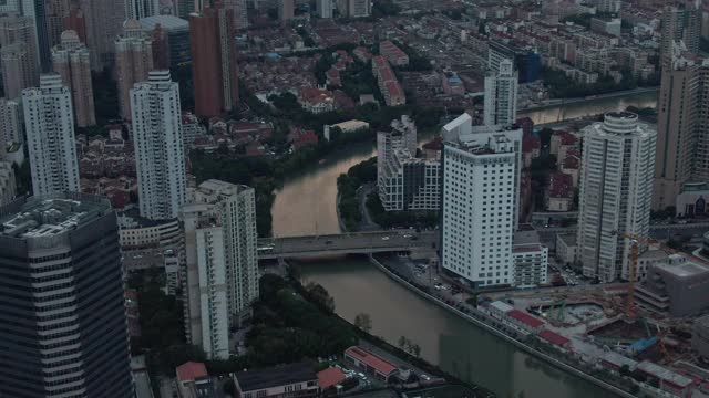 上海黄昏鸟瞰图视频素材