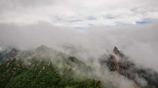 韩国石山/江原道公翎岭(恐龙岭)云海视频素材