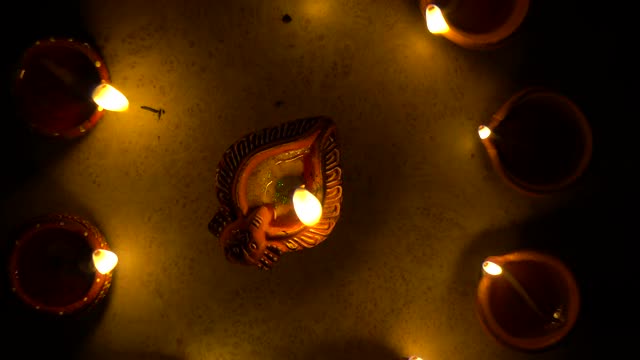 排灯节(Diwali Diya，油灯)也被称为天后视频素材