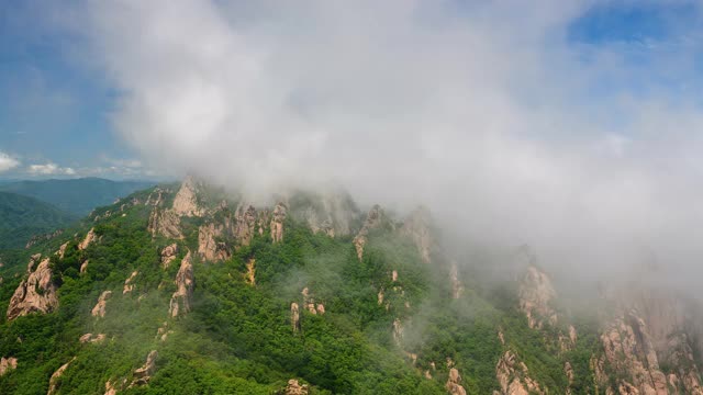 韩国石山/江原道公翎岭(恐龙岭)云海视频素材