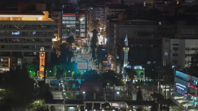 时间流逝伊兹密尔土耳其的夜晚视频素材